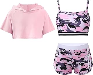 YiZYiF Kids Girls 3 Piece Dance Gymnastic W...